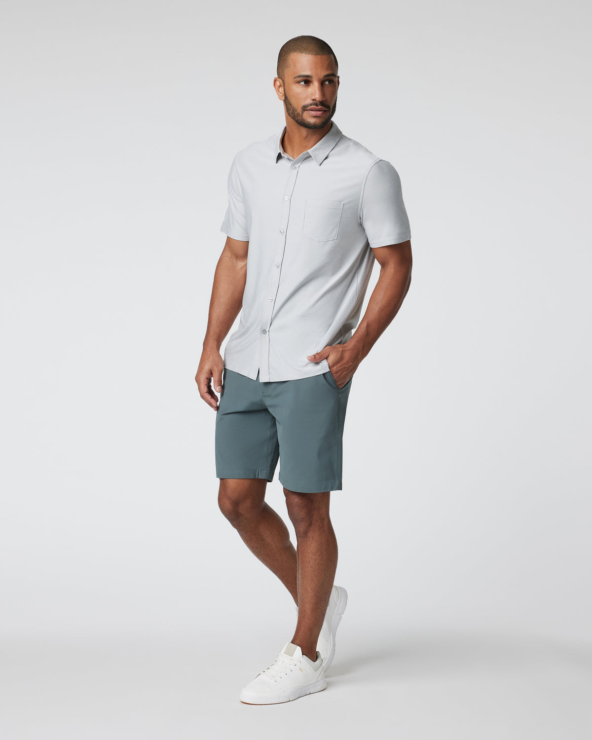 Short Sleeve Strato Button Down Men's Platinum Shirt | Vuori outlet - US 6926