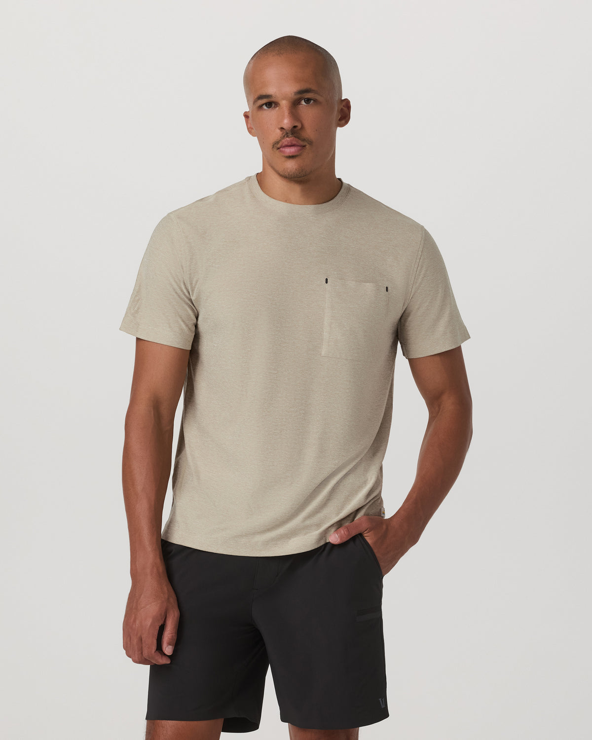 Short Sleeve Strato Pocket Tee-Relaxed Fit Truffle Heather | Vuori for sale - US 8087