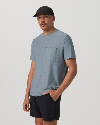 Short Sleeve Strato Pocket Tee-Relaxed Fit Dusty Blue Heather | Vuori online - US 9952