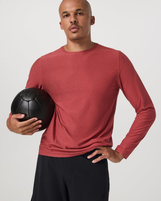 Long Sleeve Strato Tech Tee Fire Heather Workout Shirt | Vuori discount - US 8092