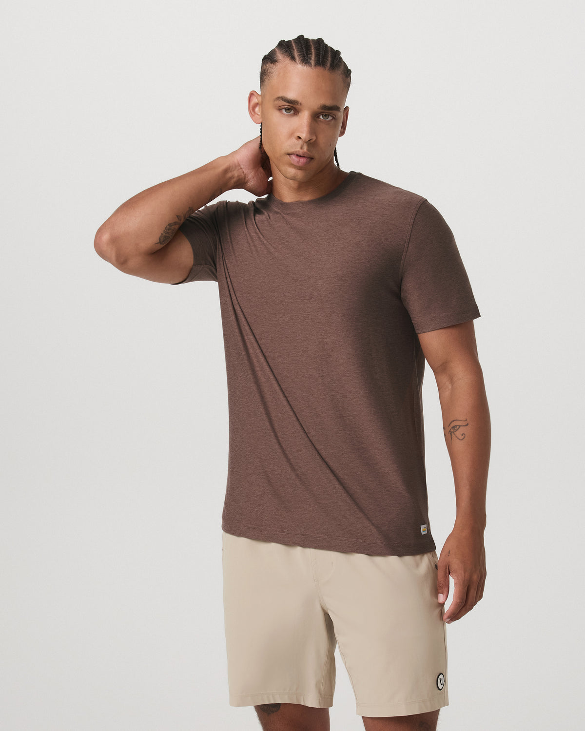 Strato Tech Tee Men's Sable Heather Performance T-Shirt | Vuori sale - US 3661