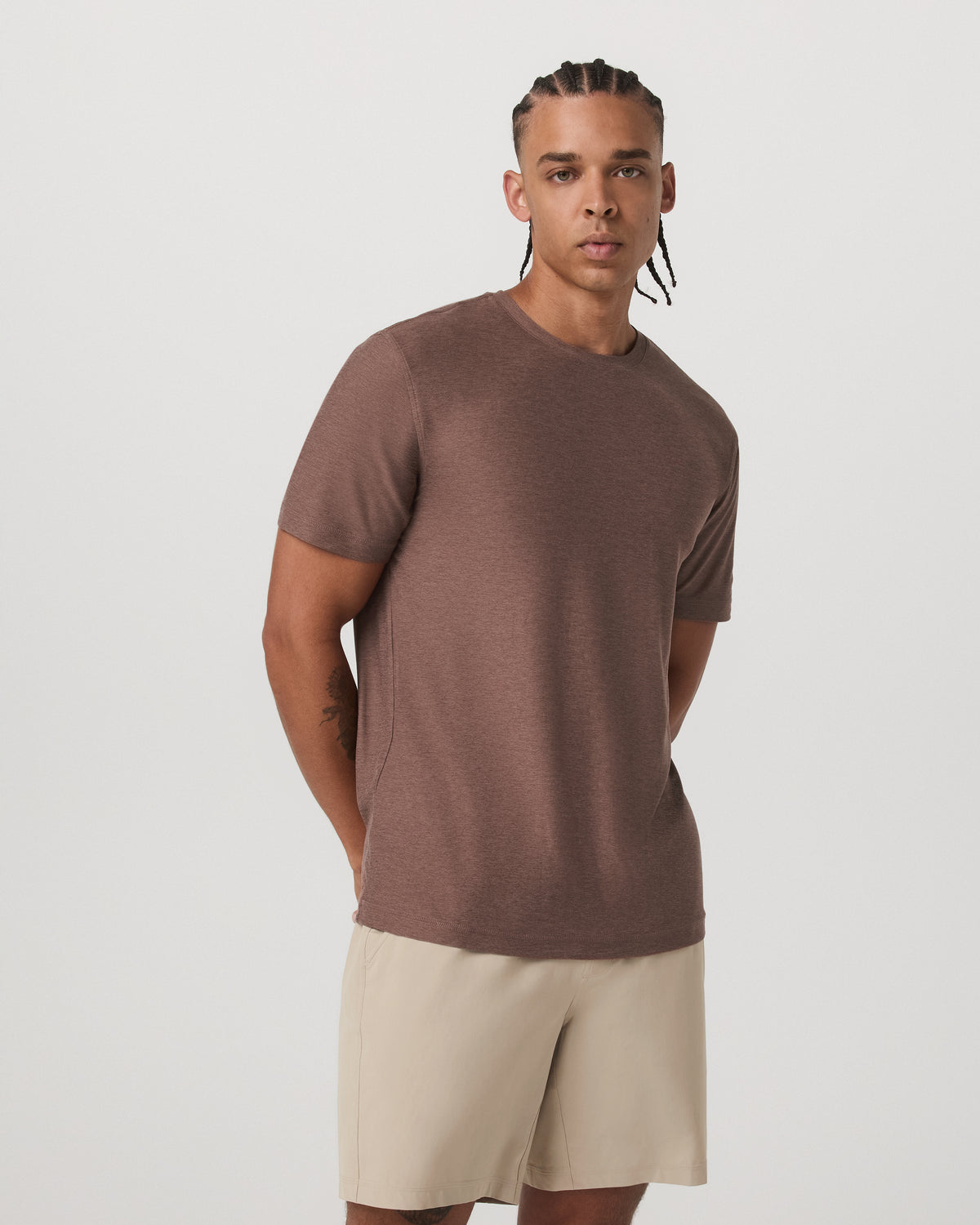 Strato Tech Tee Men's Sable Heather Performance T-Shirt | Vuori sale - US 3661