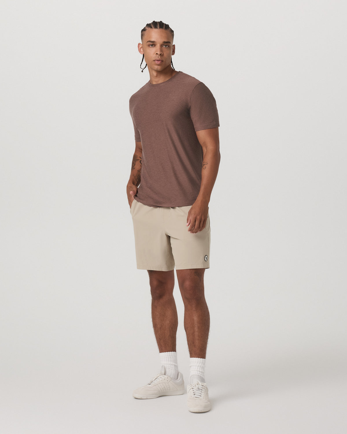 Strato Tech Tee Men's Sable Heather Performance T-Shirt | Vuori sale - US 3661