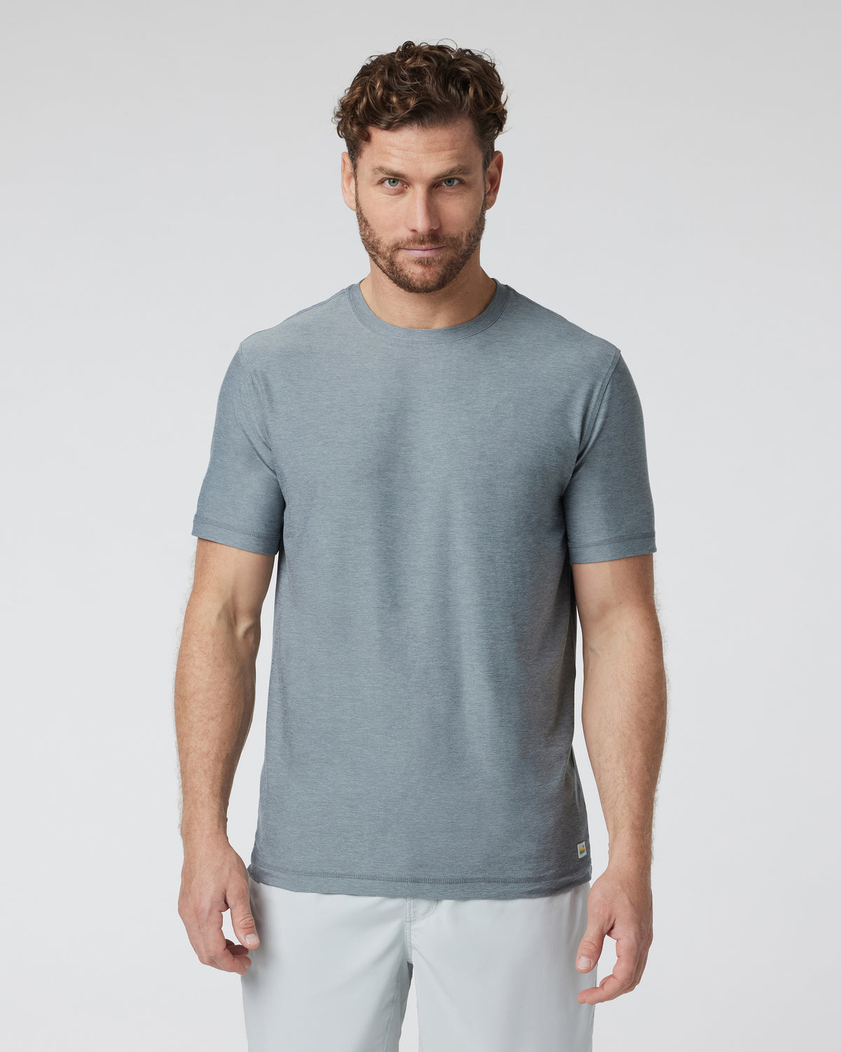 Strato Tech Tee Dusty Blue Heather Workout Shirt | Vuori for sale - US 9475