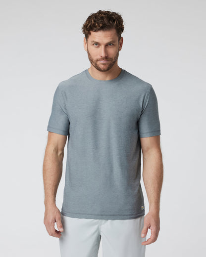 Strato Tech Tee Dusty Blue Heather Workout Shirt | Vuori for sale - US 9475
