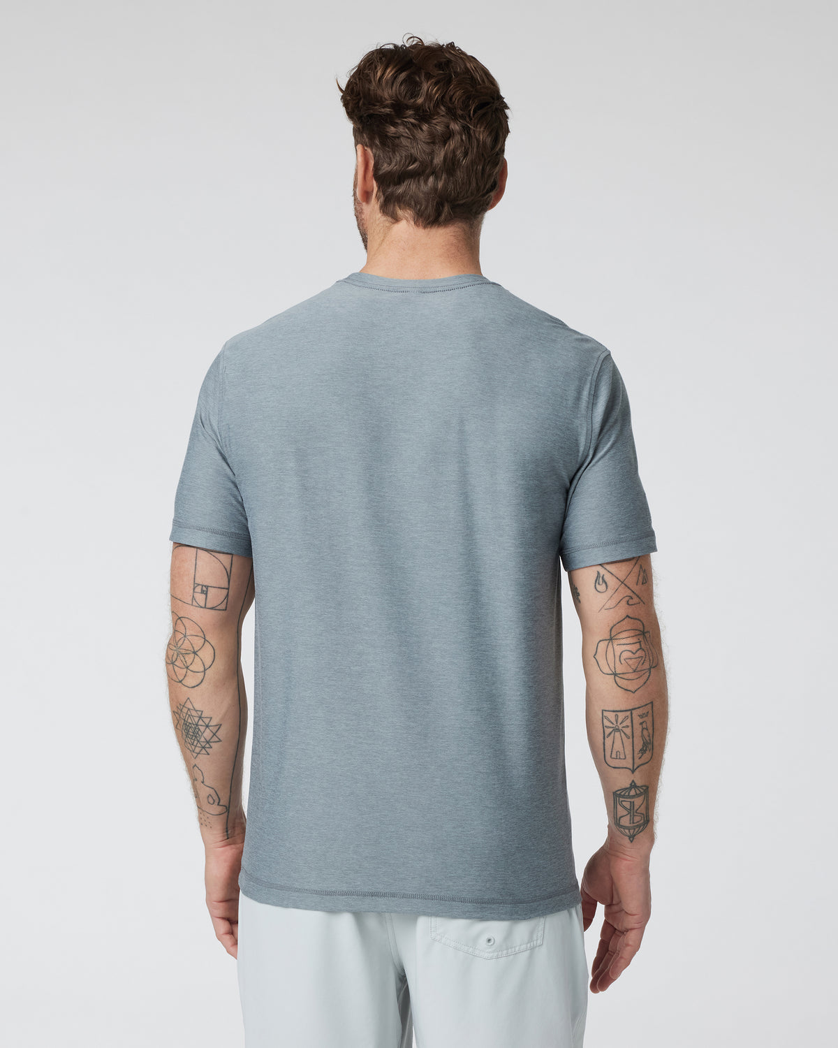 Strato Tech Tee Dusty Blue Heather Workout Shirt | Vuori for sale - US 9475
