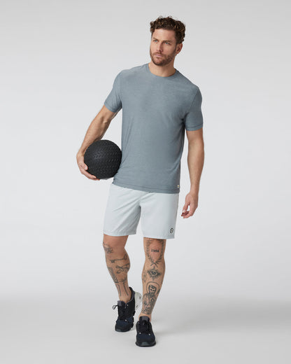 Strato Tech Tee Dusty Blue Heather Workout Shirt | Vuori for sale - US 9475