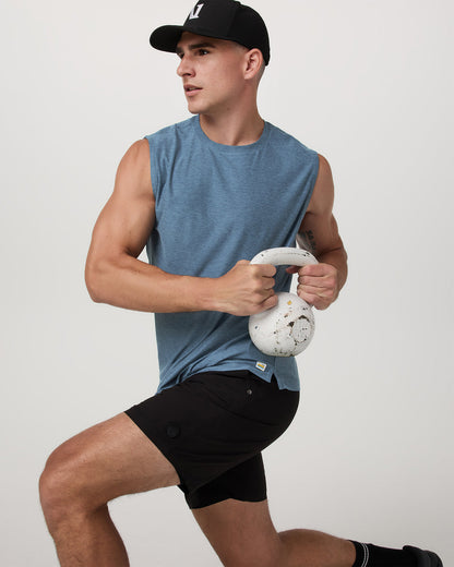 Strato Muscle Tee Men's Pool Blue Heather Tank Top | Vuori for sale - US 1537