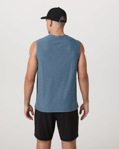 Strato Muscle Tee Men's Pool Blue Heather Tank Top | Vuori for sale - US 1537