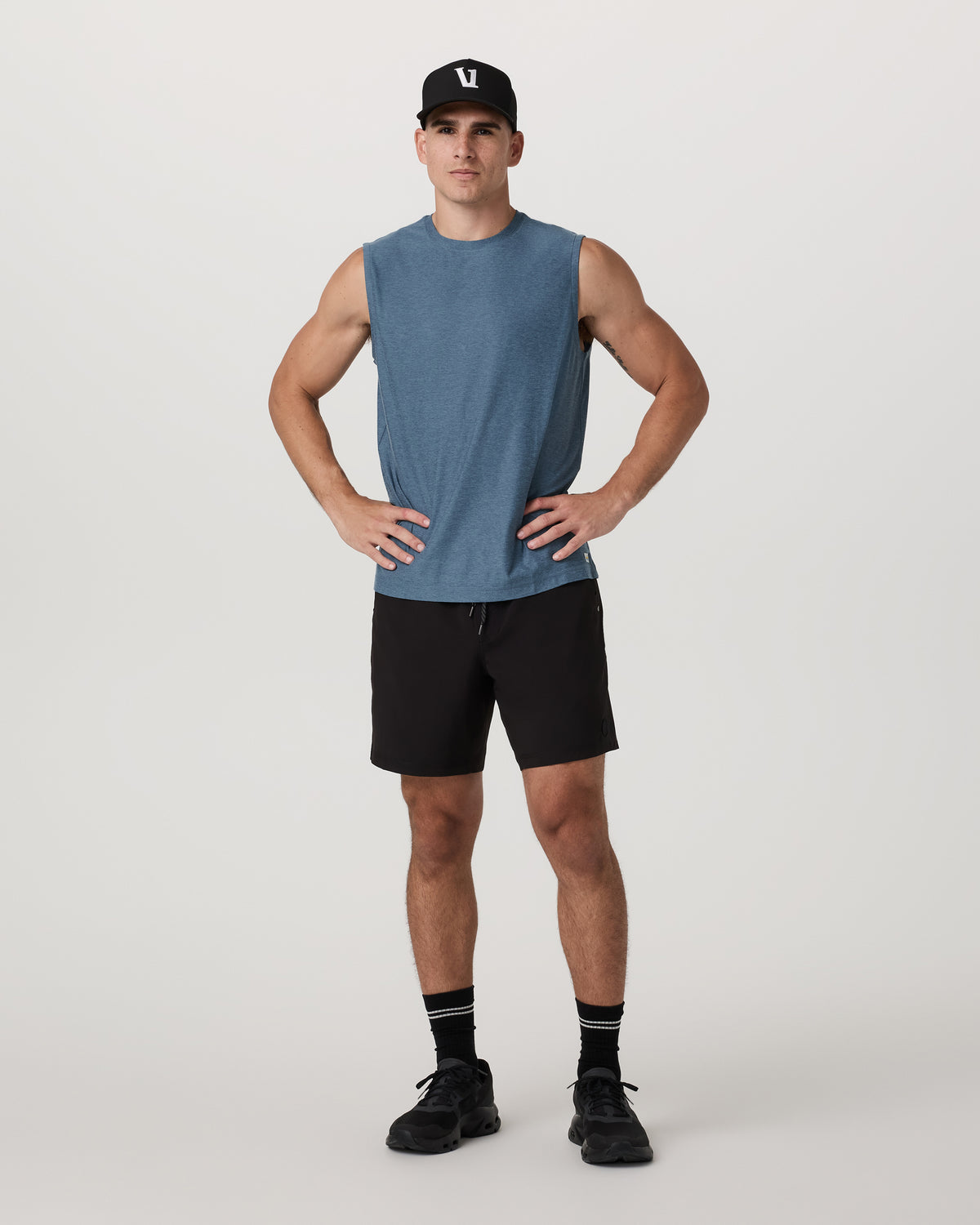 Strato Muscle Tee Men's Pool Blue Heather Tank Top | Vuori for sale - US 1537