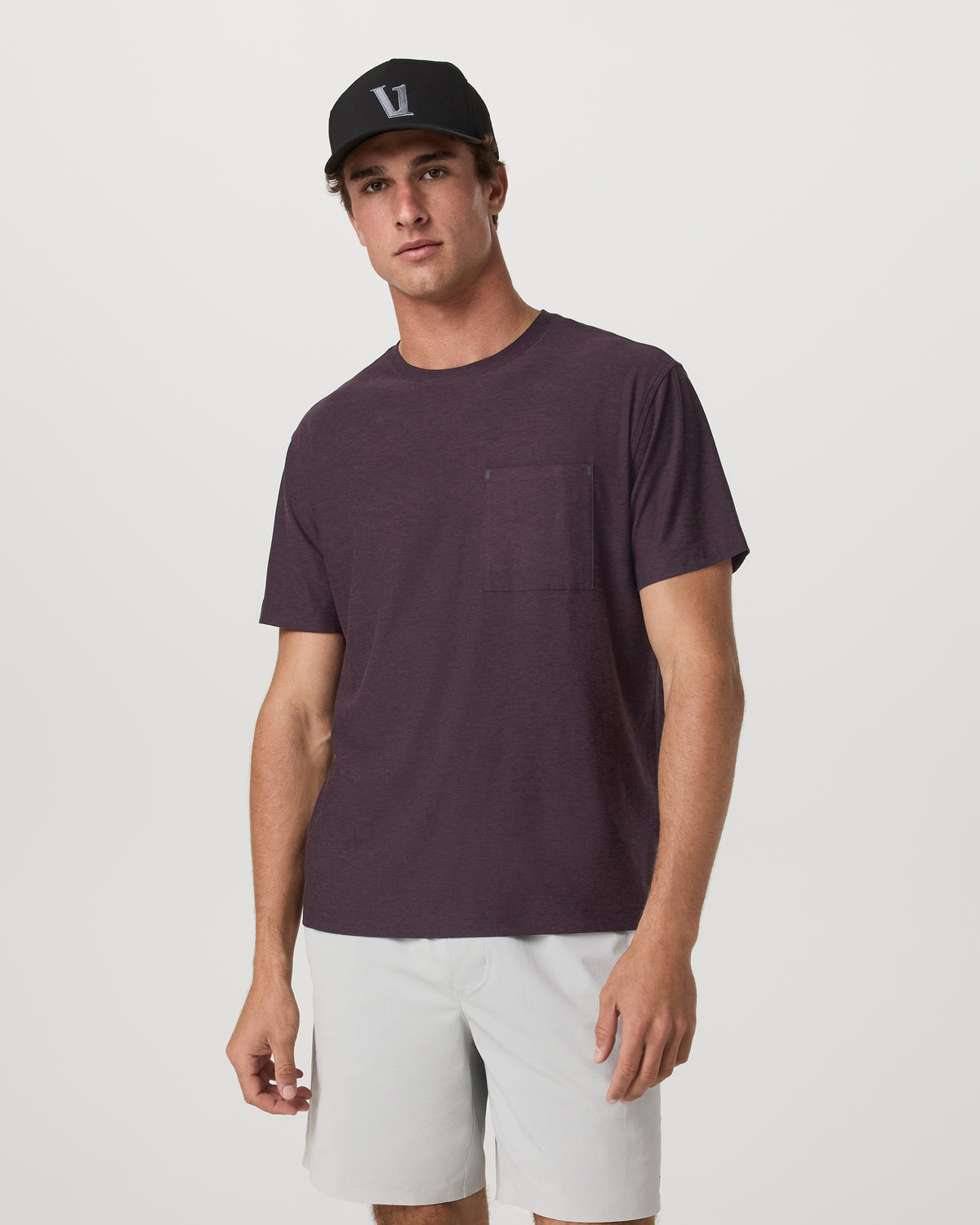 Short Sleeve Strato Pocket Tee - Relaxed Fit Raisin Heather | Vuori discount - US 4104