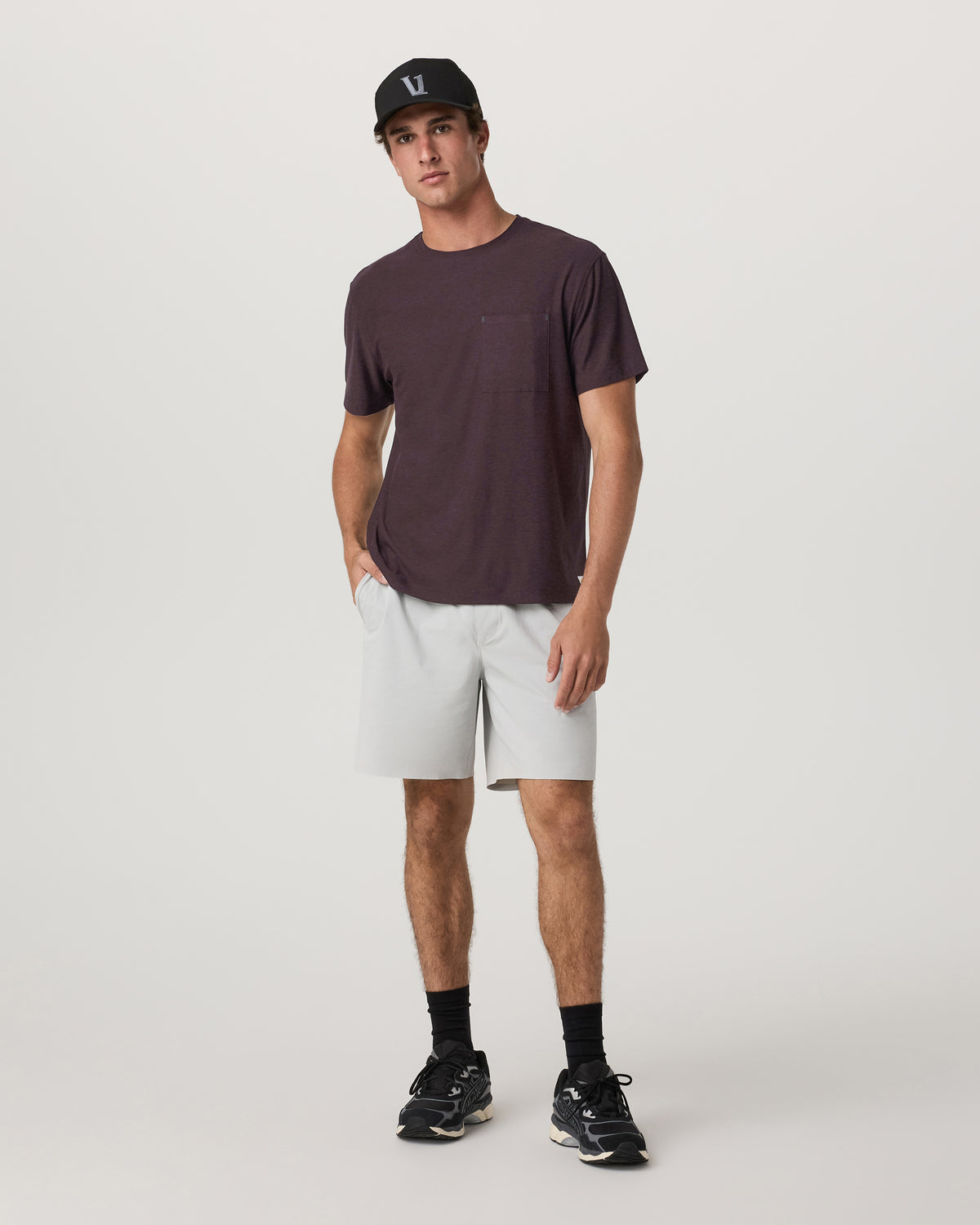 Short Sleeve Strato Pocket Tee - Relaxed Fit Raisin Heather | Vuori discount - US 4104