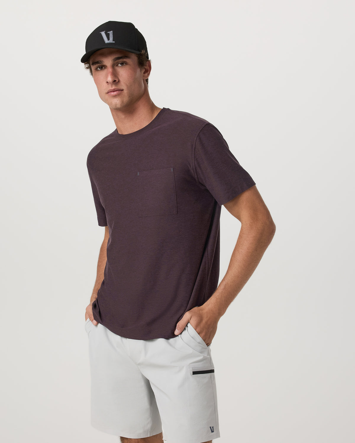Short Sleeve Strato Pocket Tee - Relaxed Fit Raisin Heather | Vuori discount - US 4104