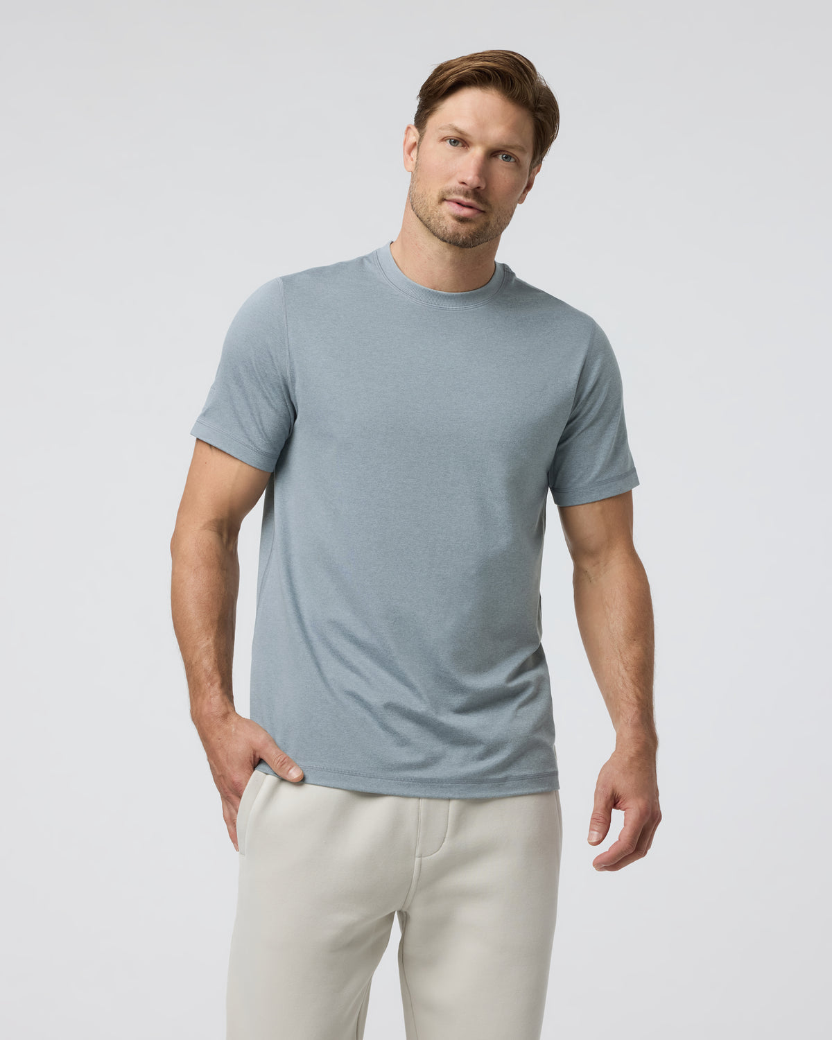 Short Sleeve Ponto Performance Tee Dusty Blue Heather | Vuori outlet - US 8549