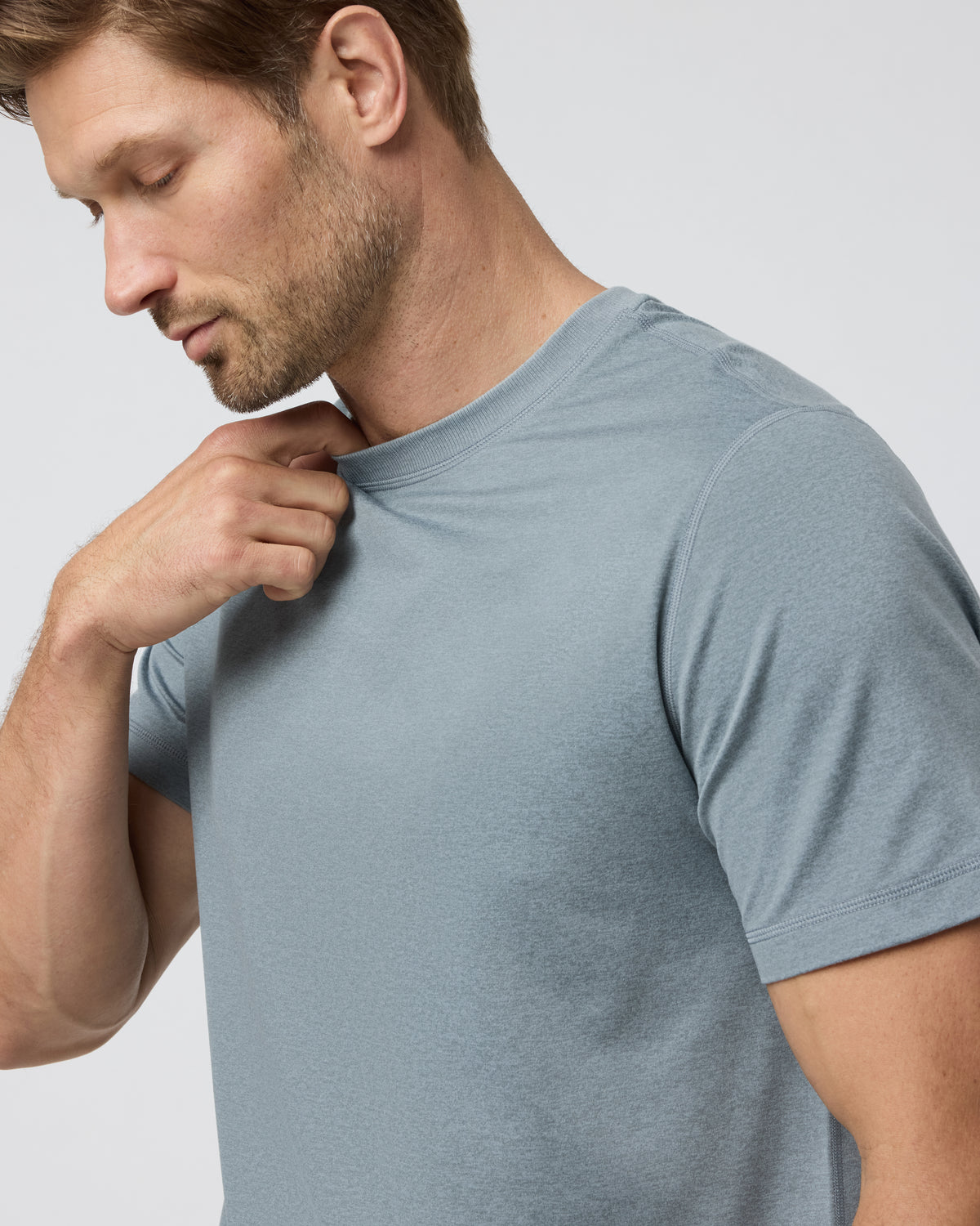 Short Sleeve Ponto Performance Tee Dusty Blue Heather | Vuori outlet - US 8549