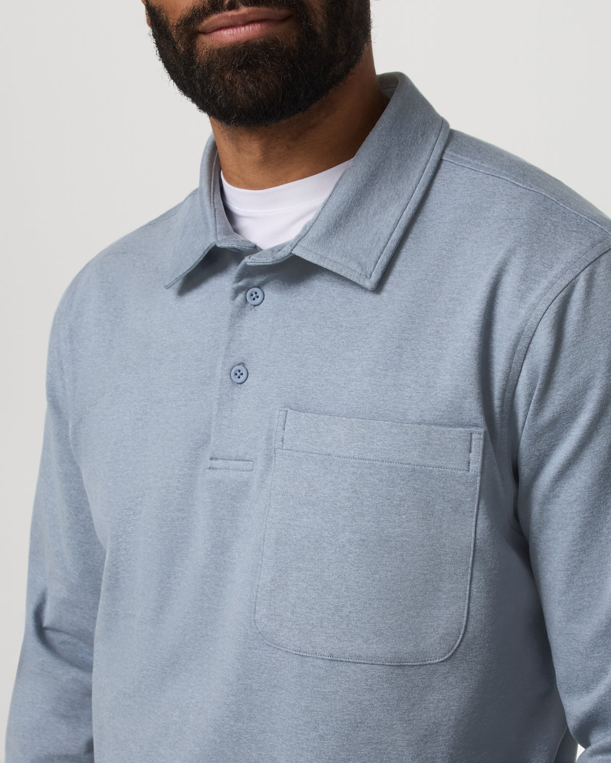 Men's Long Sleeve Coronado Rugby Shirt Blue Dusk Heather | Vuori for sale - US 5830