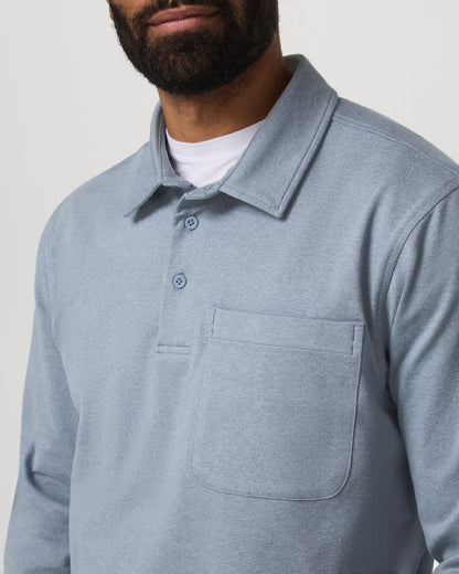 Men's Long Sleeve Coronado Rugby Shirt Blue Dusk Heather | Vuori for sale - US 5830
