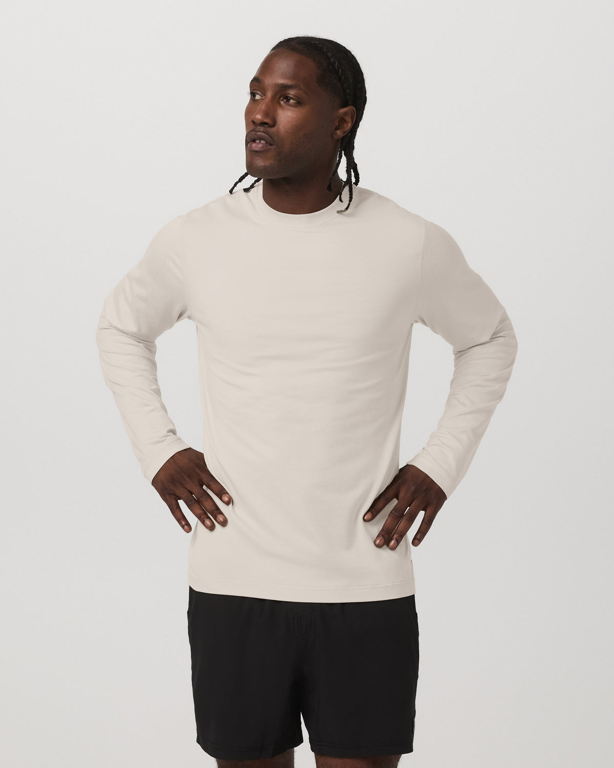 Men's Long Sleeve Ponto Performance Tee Oatmeal Heather | Vuori for sale - US 9649