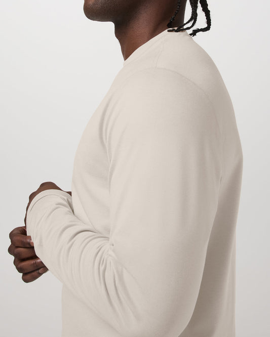 Men's Long Sleeve Ponto Performance Tee Oatmeal Heather | Vuori for sale - US 9649
