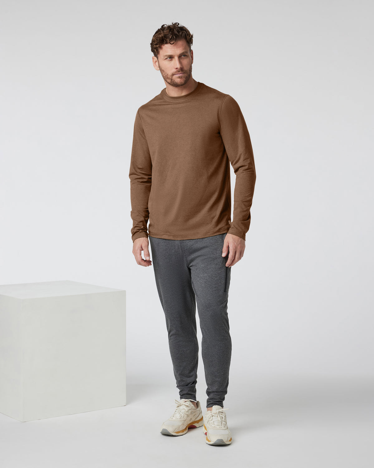 Long Sleeve Ponto Performance Tee Pecan Heather | Vuori shop - US 8489