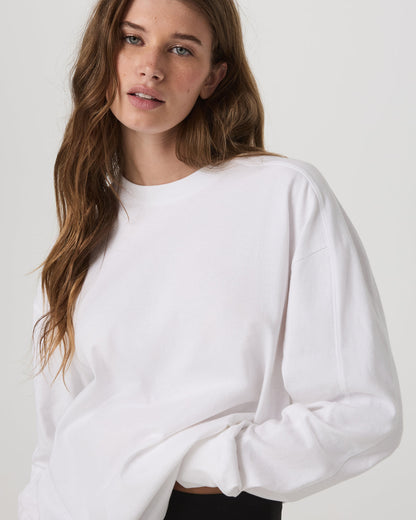 Long Sleeve Heavyweight Cotton Tee Women's White Shirt | Vuori discount - US 8151
